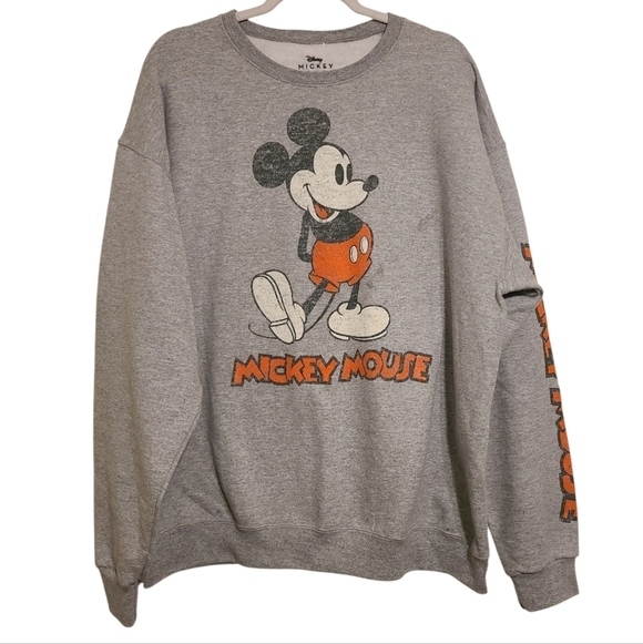Disney Tops - Disney | Women's Gray Mickey Mouse Crewneck Novelty Sweatshirt (Size XL)